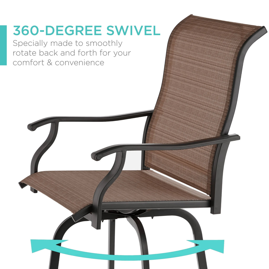 Set of 2 Outdoor Swivel Bar Stools with 360 Rotation Mesh - Brown E184516