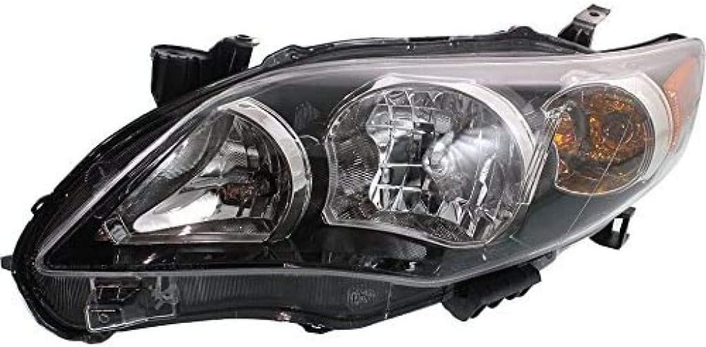 Headlight Assembly for Toyota Corolla 2011 2012 2013 Passenger Side Black w/Bulbs DOT Certified Q25918