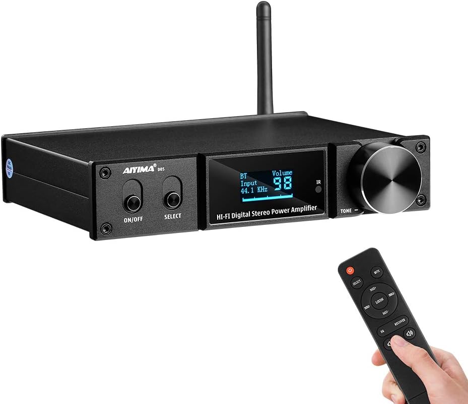 Bluetooth 5.0 Power Amplifier 120Wx2 Stereo 2.1 CH Class D Amp with Remote O28442