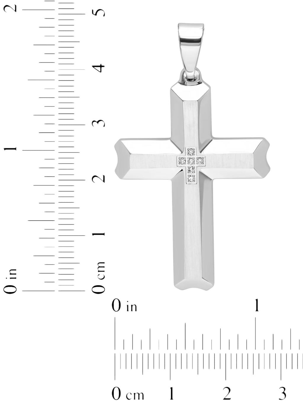 Men's Stainless Steel Diamond Accent Cross Pendant Necklace G291388