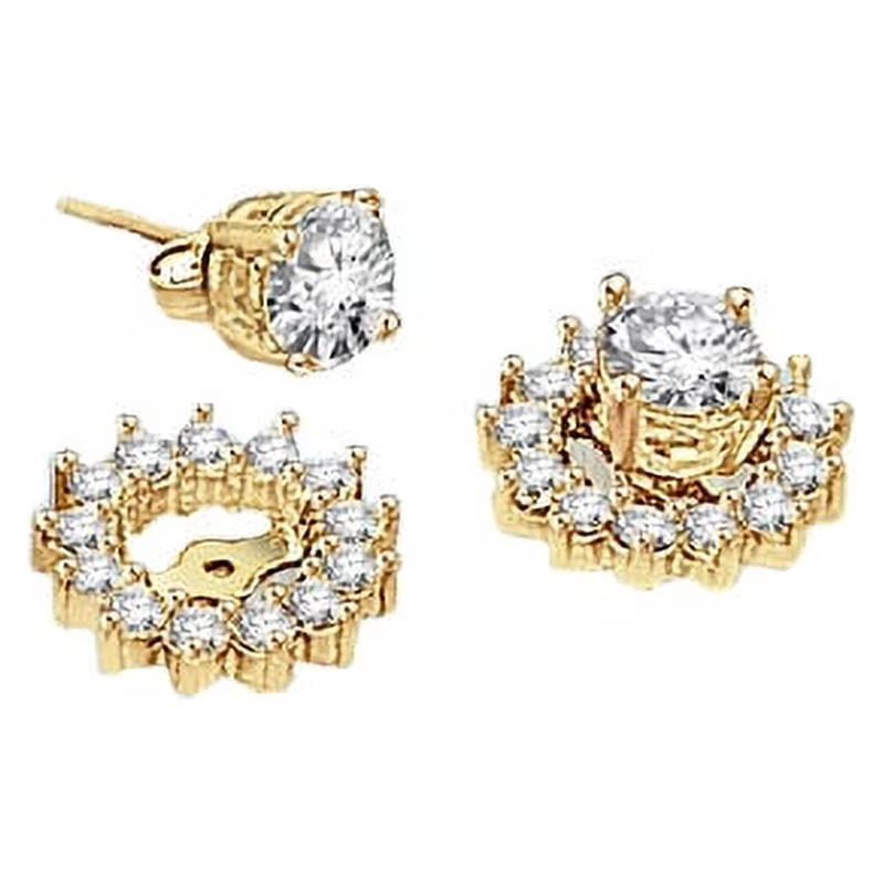 Vermeil Earring Jackets with Simulated Round Brilliant Diamonds J509109