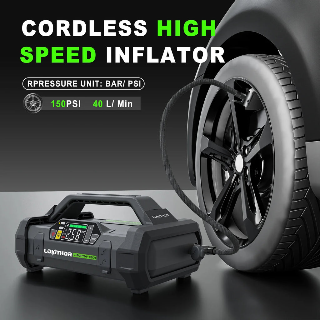 Jump Starter with Air Compressor, 3000Amp 12V Lithium Iron Phosphate Car Starter Battery, 150 PSI Tire Inflator with Digital Screen M6189