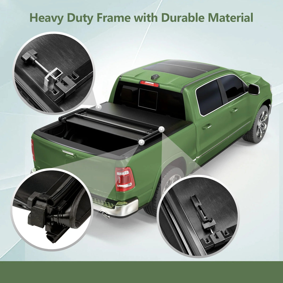 6ft Soft Tri-fold Truck Bed Tonneau Cover with led lamp H609