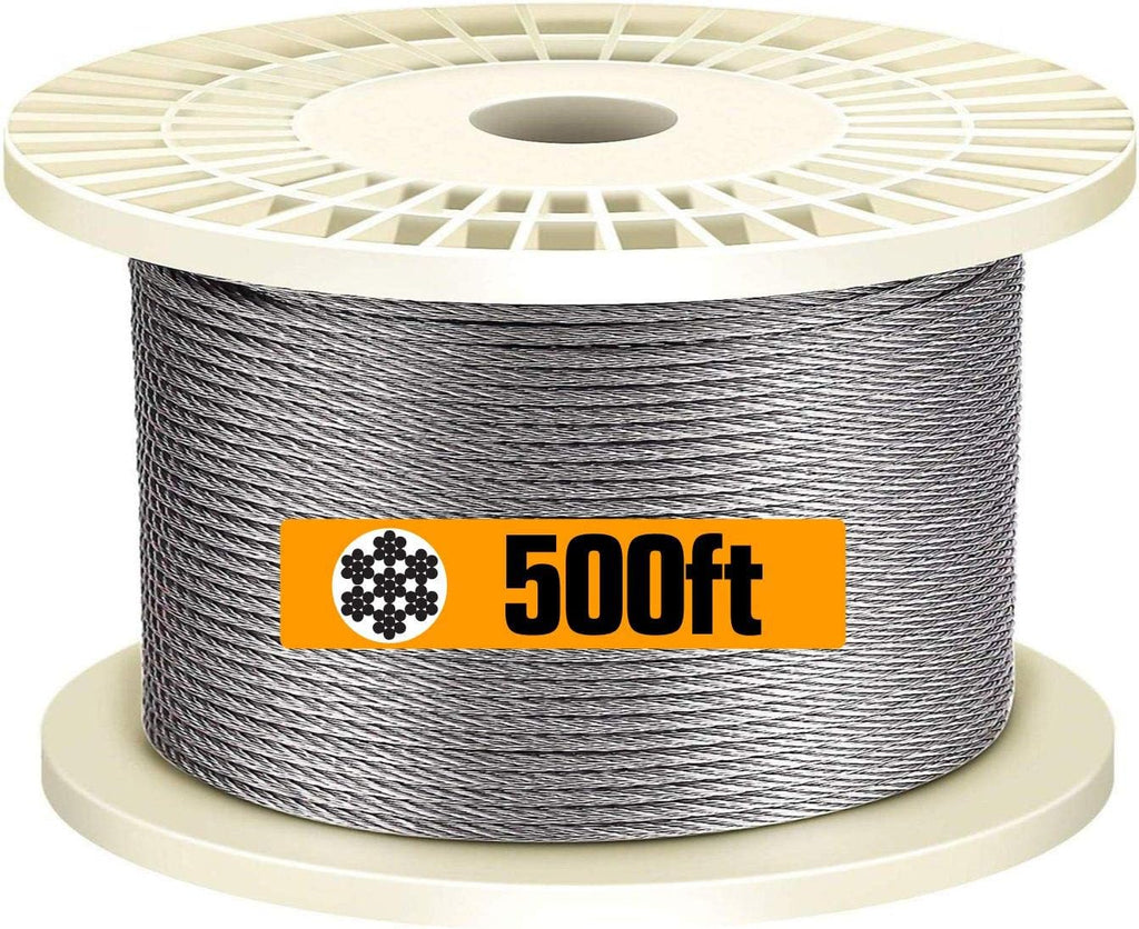 T316 Stainless Steel 1/8'' Aircraft Wire Rope for Cable Deck Railing Kit, Non-Magnetic Marine Grade (650ft) C69783