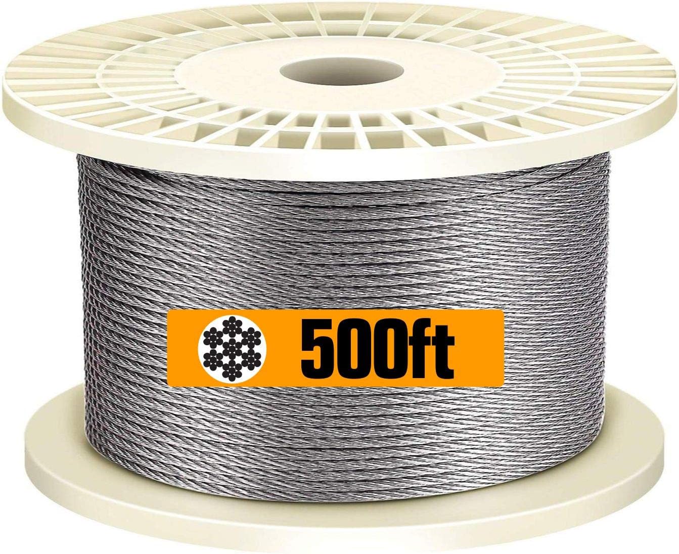 T316 Stainless Steel 1/8'' Aircraft Wire Rope for Cable Deck Railing Kit, Non-Magnetic Marine Grade (650ft) C69783