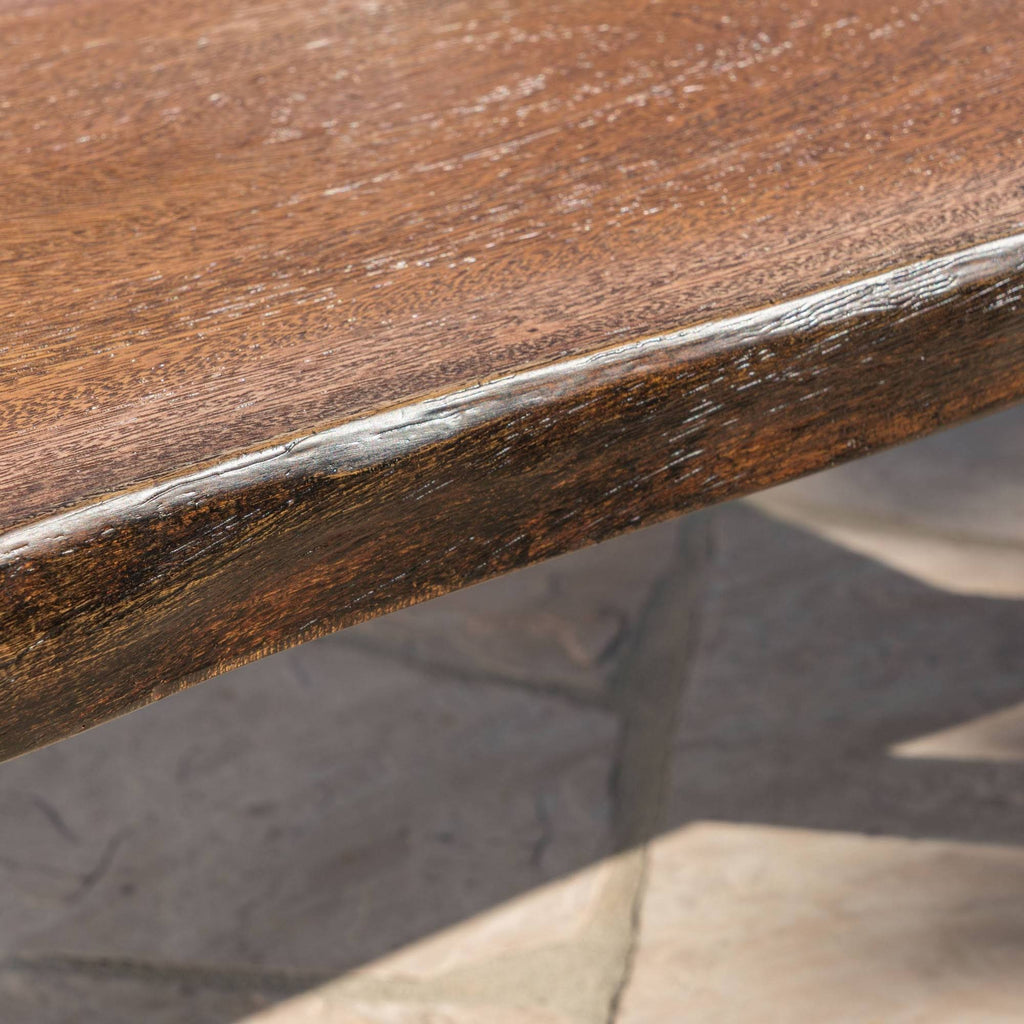 Teak Concrete Faux Live Edge Patio Dining Bench R907720