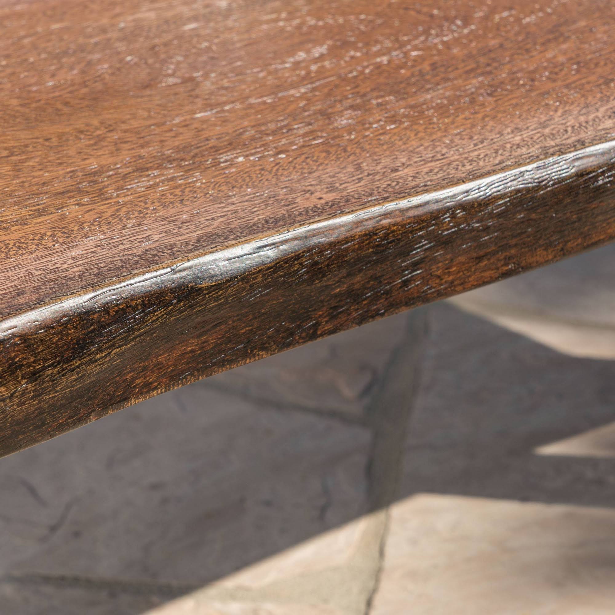 Teak Concrete Faux Live Edge Patio Dining Bench R907720
