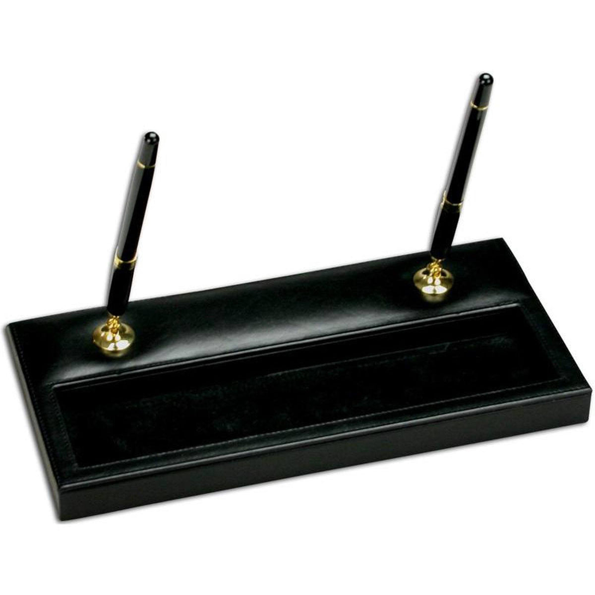 Black Leather Double Pen Stand C1205
