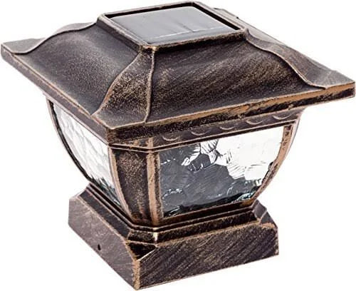 Bronze Solar LED Post Cap Light for 4x4 Wood Posts (2) F3676