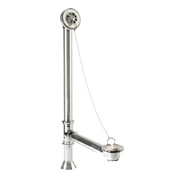 Satin Brass Clawfoot Bath Waste and Overflow with Brass Plug and Chain F8603