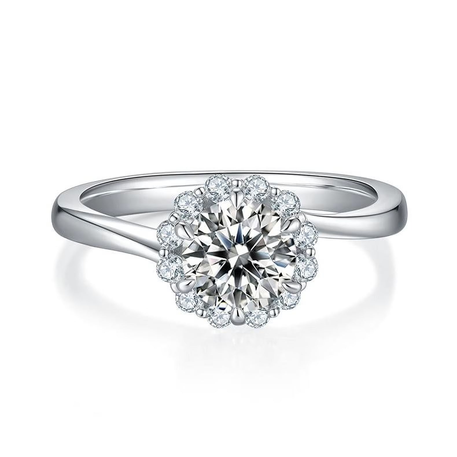 1 Carat Round Cut Moissanite Pave Prong Set Engagement Ring F9271