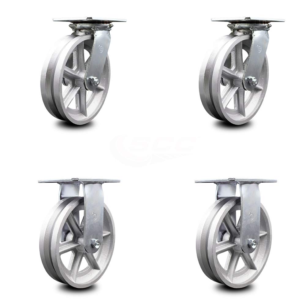 Heavy Duty Swivel Caster with 8 x 2 Silver Wheel, Pack of 2 S838757