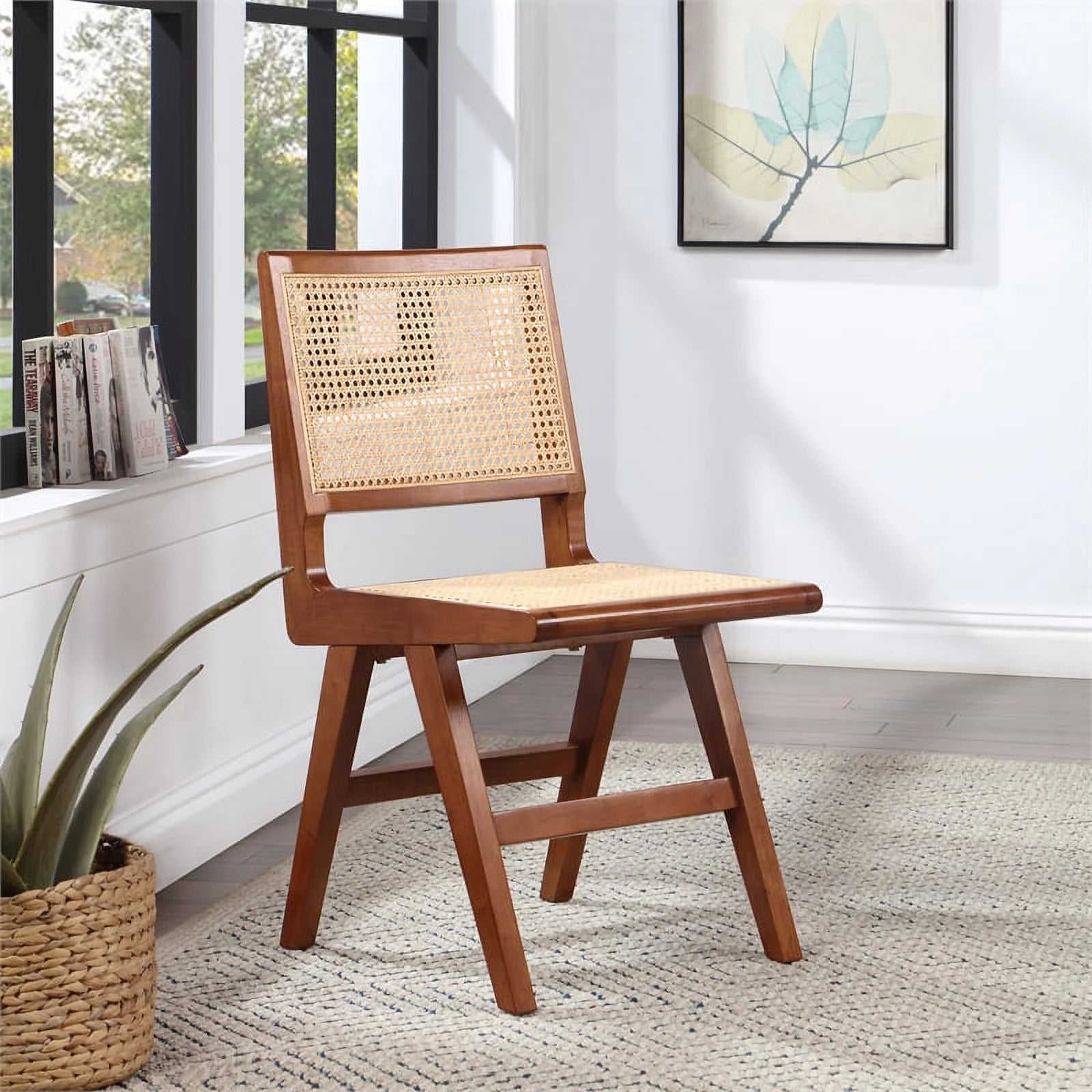 18.1" Solid Wood Dining Side Chair in Walnut (Set of 2) M13482