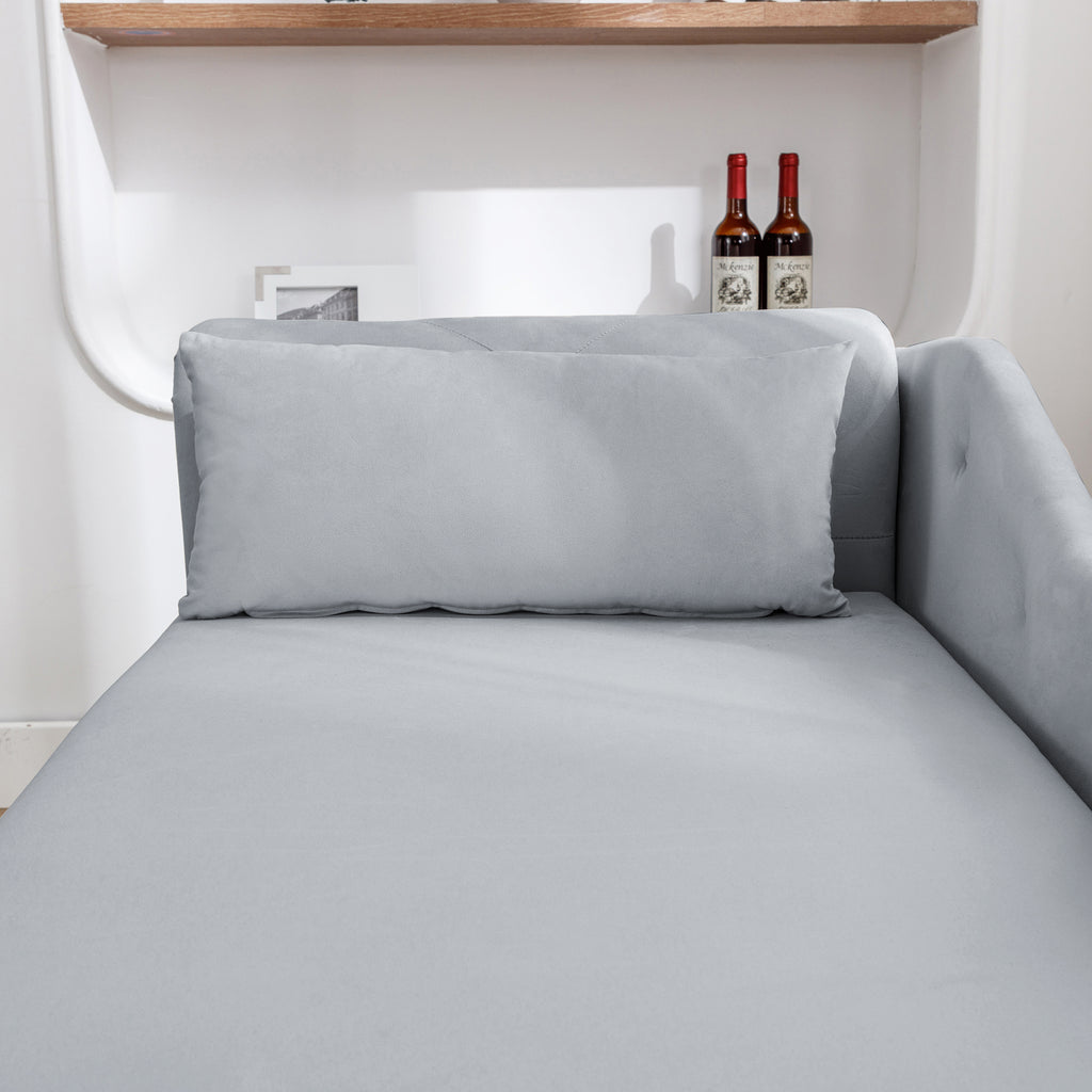 Grey Velvet Chaise Lounge with Storage & Pillow B399