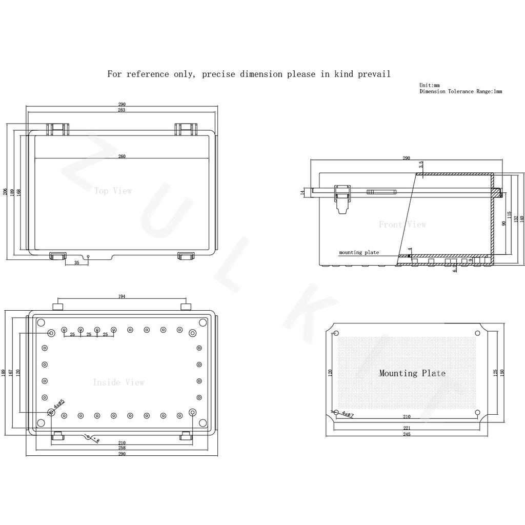IP67 Waterproof Hinged Clear Cover Plastic Enclosure with Mounting Plate, Pack of 2 Y169