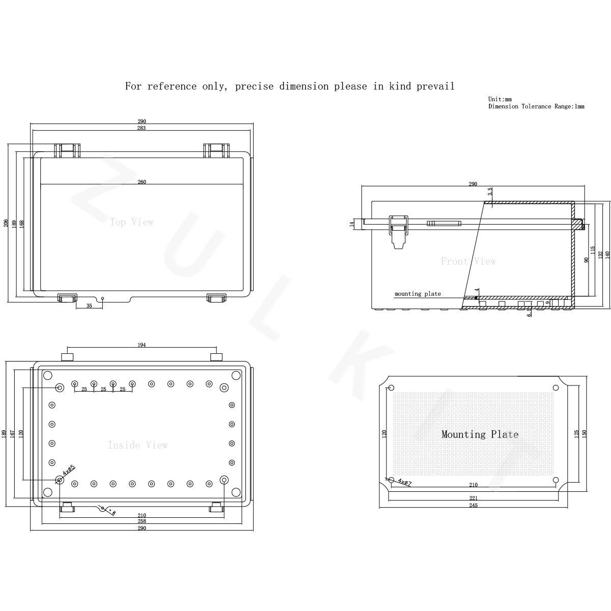 IP67 Waterproof Hinged Clear Cover Plastic Enclosure with Mounting Plate, Pack of 2 Y169