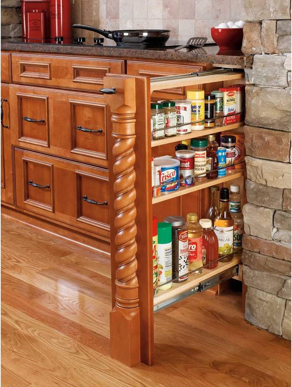 3 Wood Base Cabinet Pullout Filler Organizer with Adjustable Shelves B120683