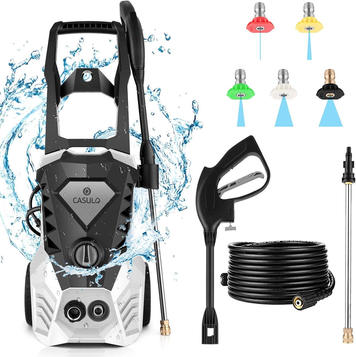 Electric Pressure Washer 1800W with 5 Nozzles, Hose Reel V40624