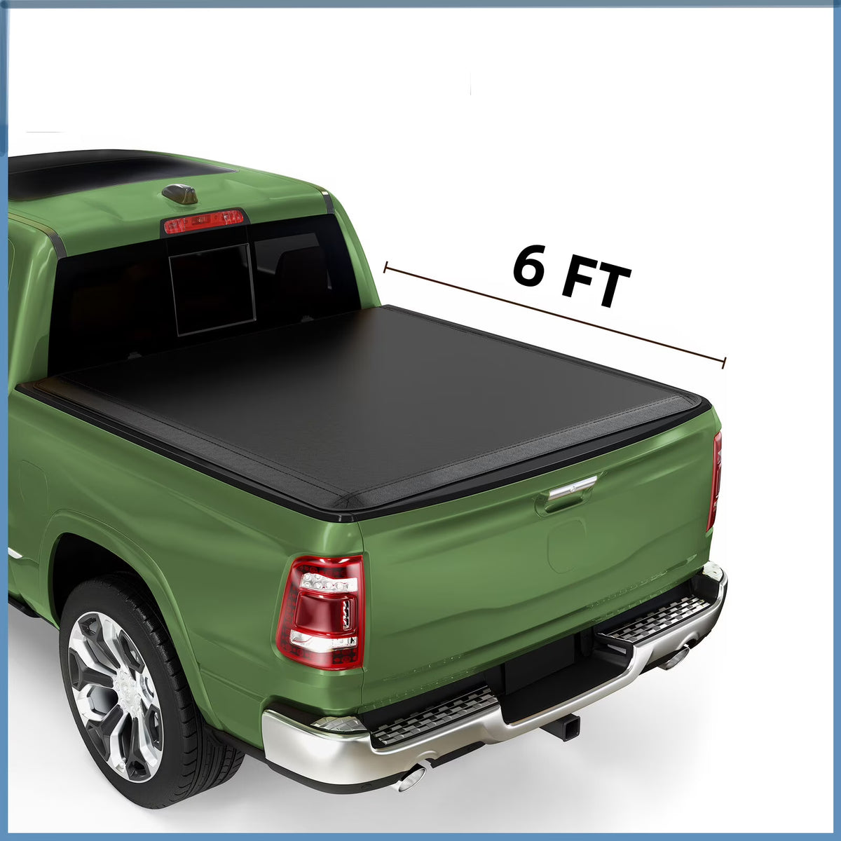 6ft Soft Tri-fold Truck Bed Tonneau Cover with led lamp H609