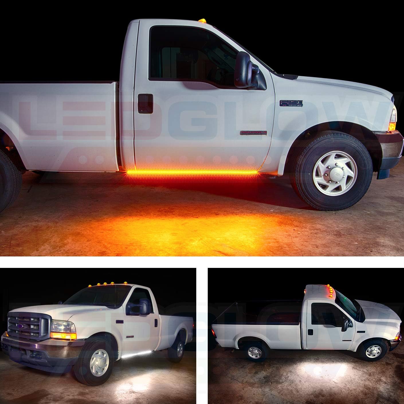 52 Truck LED Running Board Light Amber Side Marker Kit with White Courtesy Lights, Flexible Waterproof Strips Pack of 2 P885269