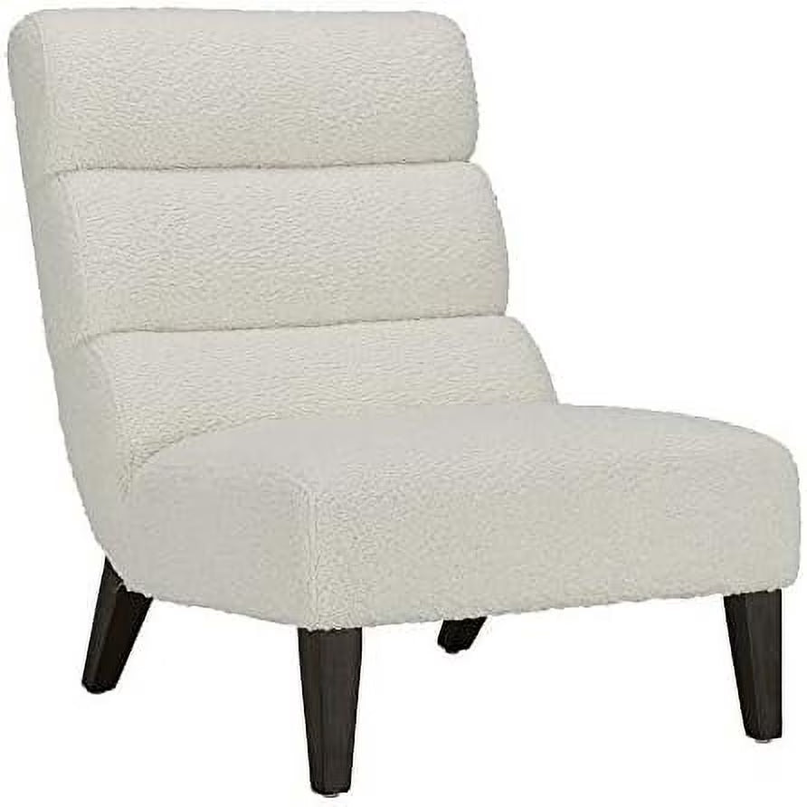 Saddle Brown Faux Leather Armless Accent Chair with Solid Wooden Legs V538