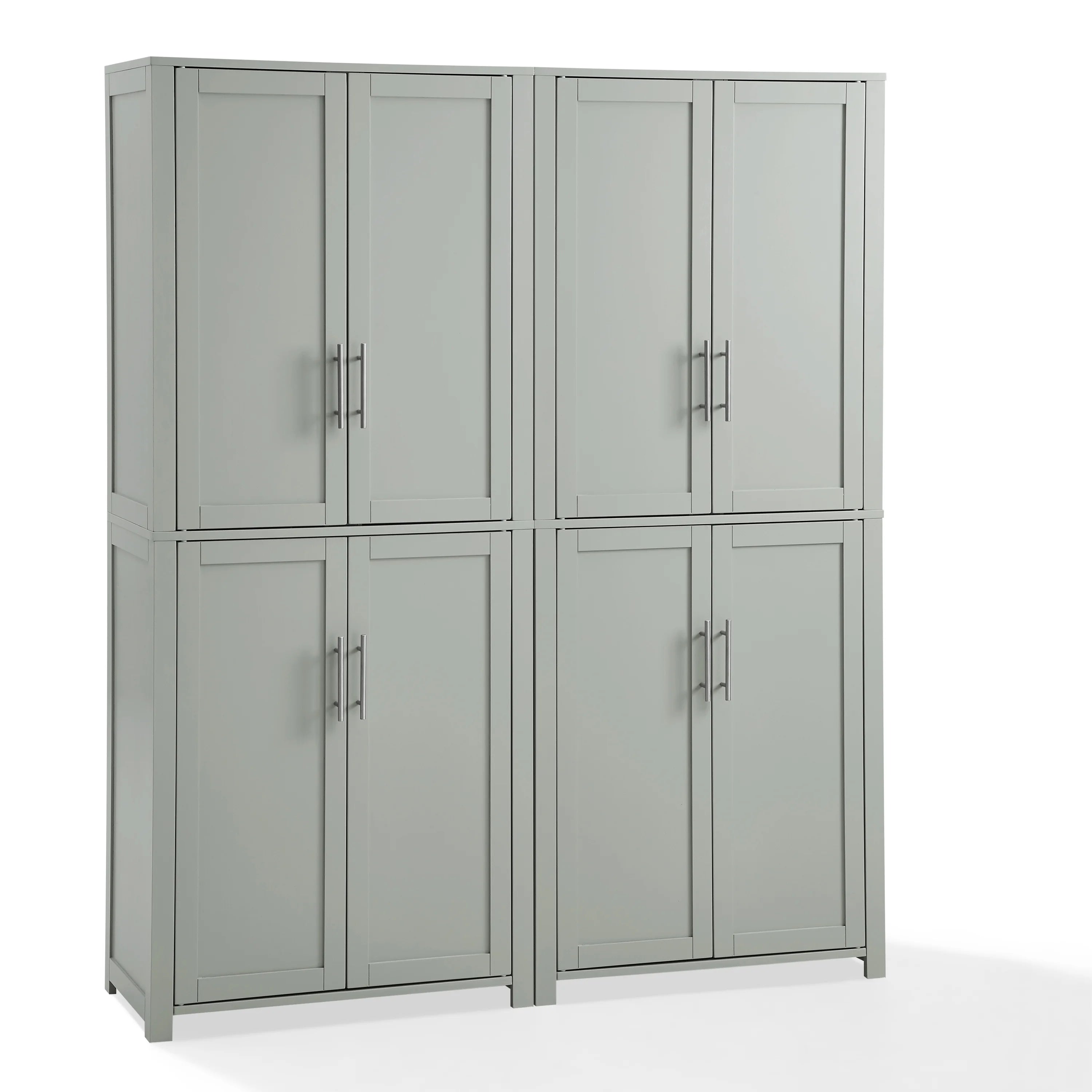 Tall Wood Pantry in Gray (Set of 2) S862