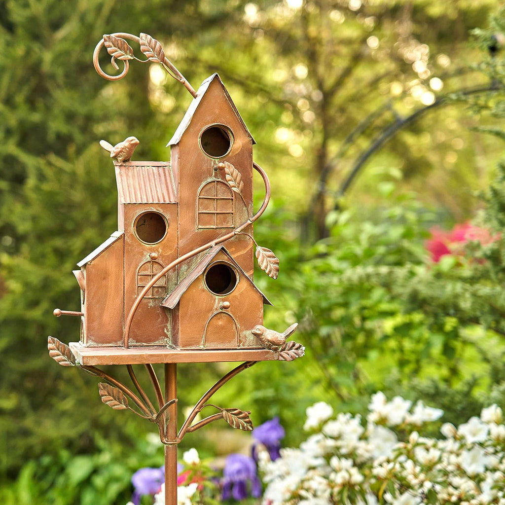 Large Copper Colored Multi-Birdhouse Stakes C806