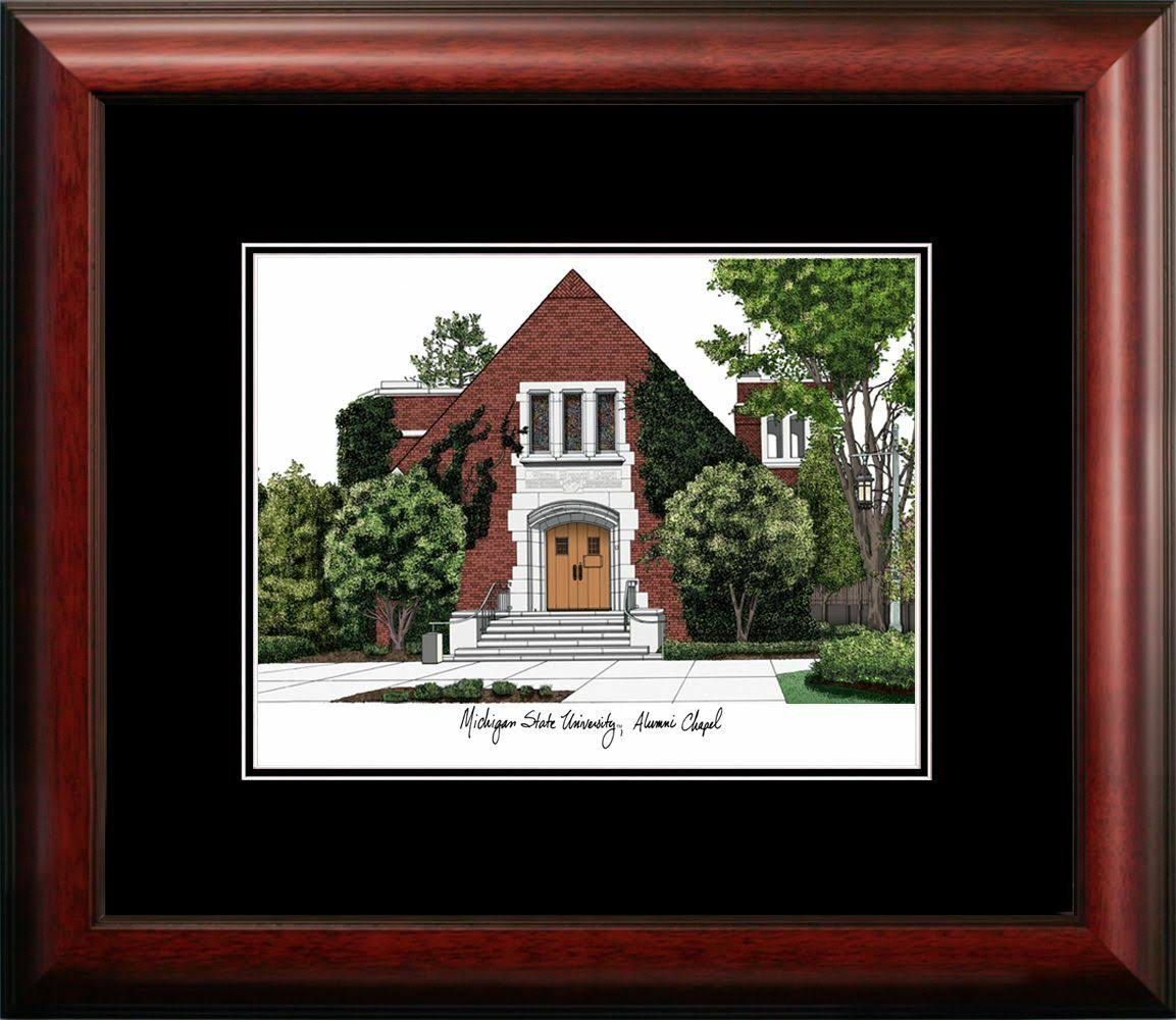 Michigan State University Alumni Chapel Academic Framed Lithograph I33223