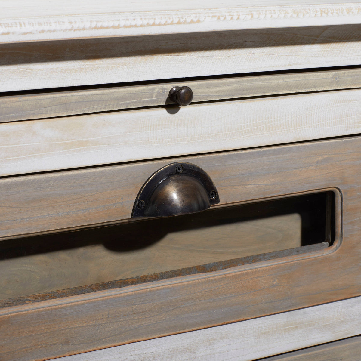 White 6 Drawer Mahogany Wood and Glass Chest Cabinet H5002
