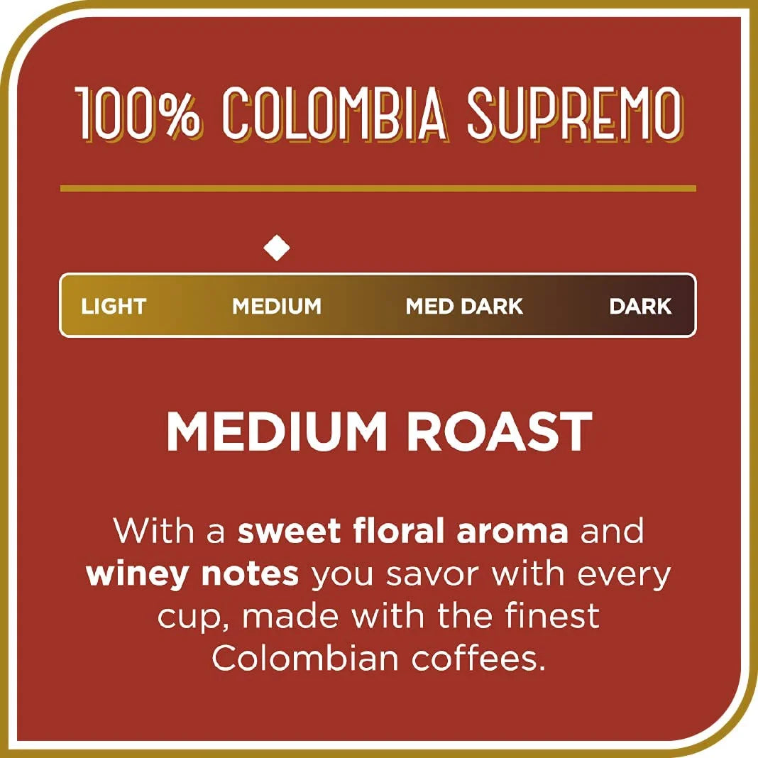 100% Colombia Supremo Whole Bean Coffee R6185