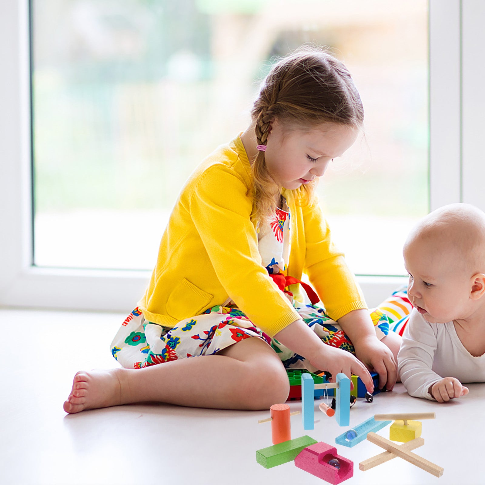1 Set of Wooden Dominoes Blocks Building Toy N526