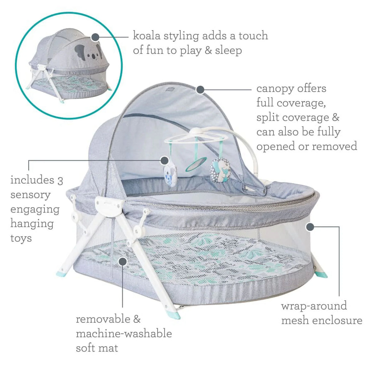 Gray Koala Fold & Go Bassinet N82744