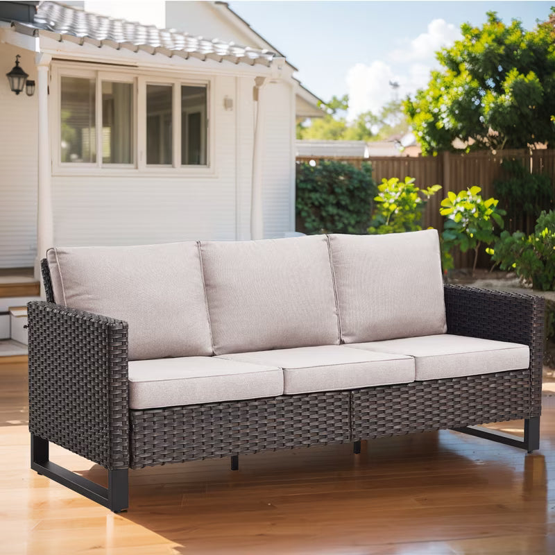 Beige 3-Seat Patio Sofa with Cushions Z707947