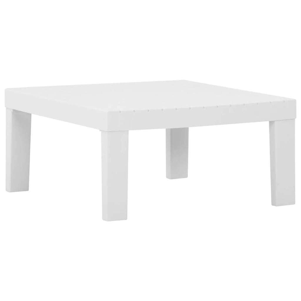 3 Piece Patio Lounge Set with Anthracite Cushions, 2 Benches and Table, Plastic White Outdoor Sectional Sofa Set O18316