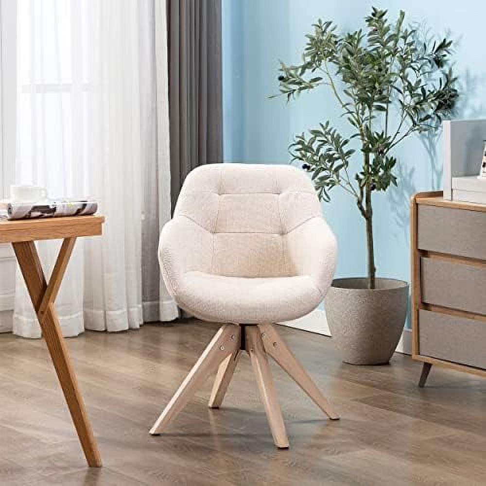 Light Grey Fabric Swivel Armchair with Black Oak Wood Legs M208