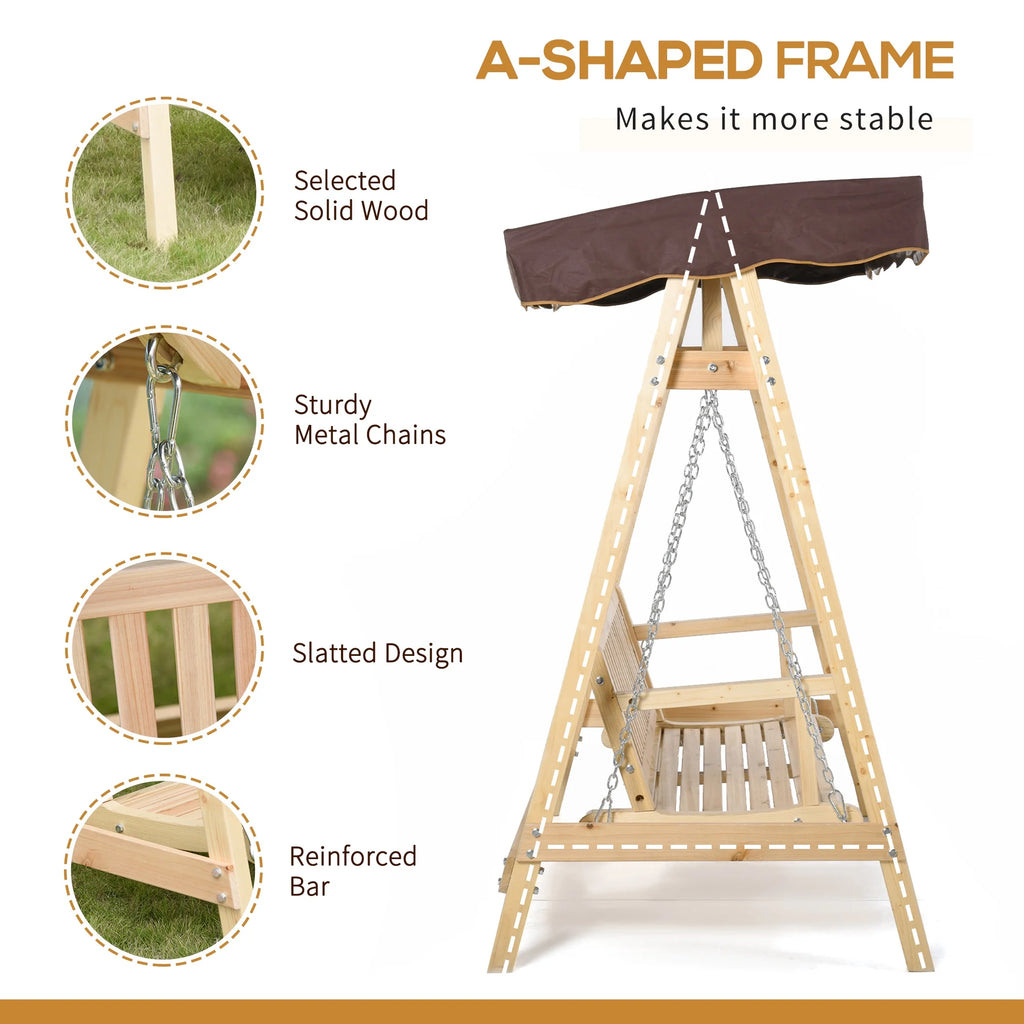 2-Person Outdoor Porch Swing with Wooden Stand E857