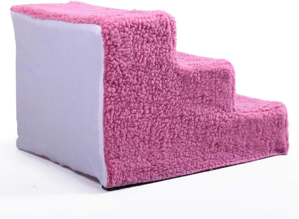 Pet Stairs 3 Steps Removable Non-Slip Dog Steps Pink Pack of 2 G5983