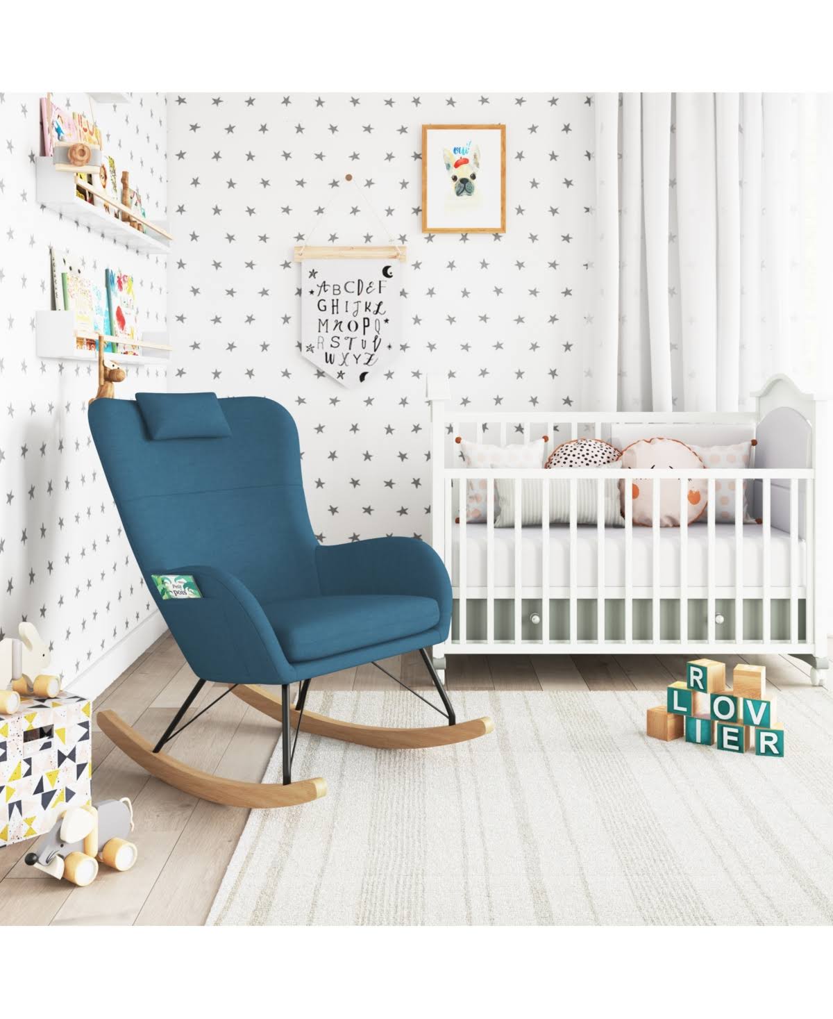 Green Rocker Chair with Storage Pockets Y268961