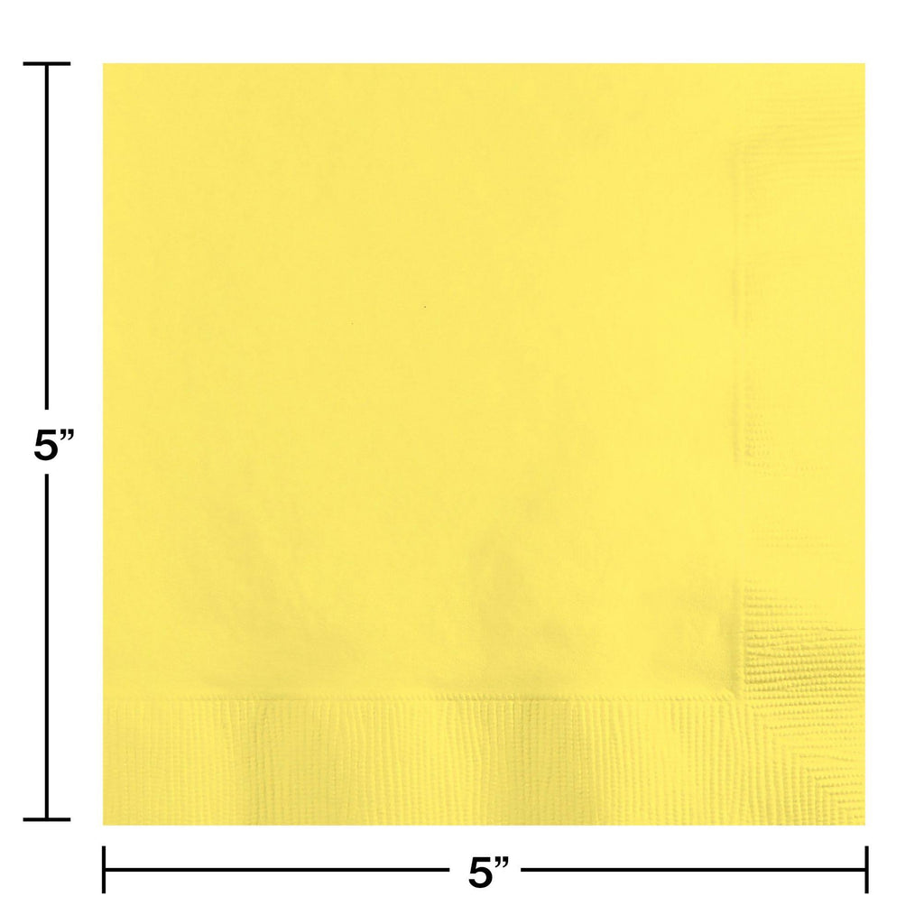 Mimosa Yellow 2-Ply Disposable Beverage Napkins O2288