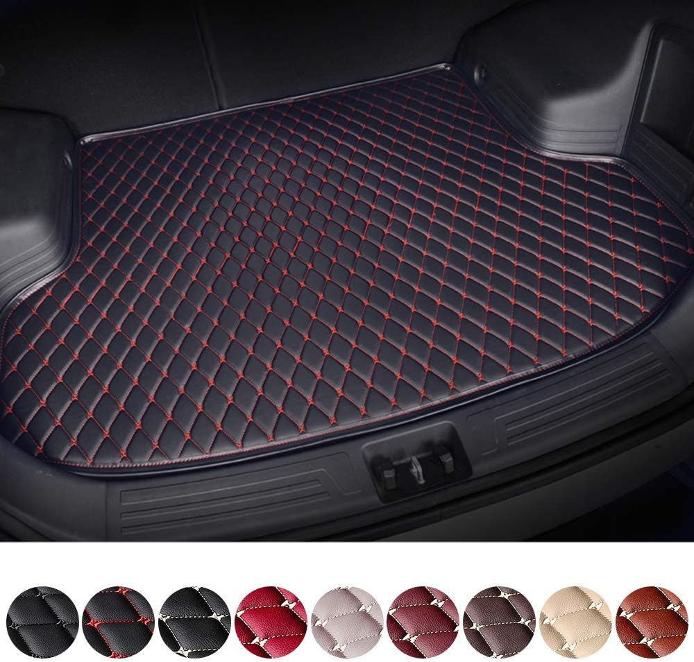 Black & Beige Waterproof Non-Slip Leather Trunk Mat Pack of 2 E841179