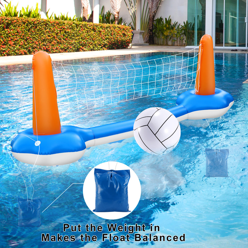 Inflatable Pool Float Set with Volleyball Net & Basketball Hoops M234