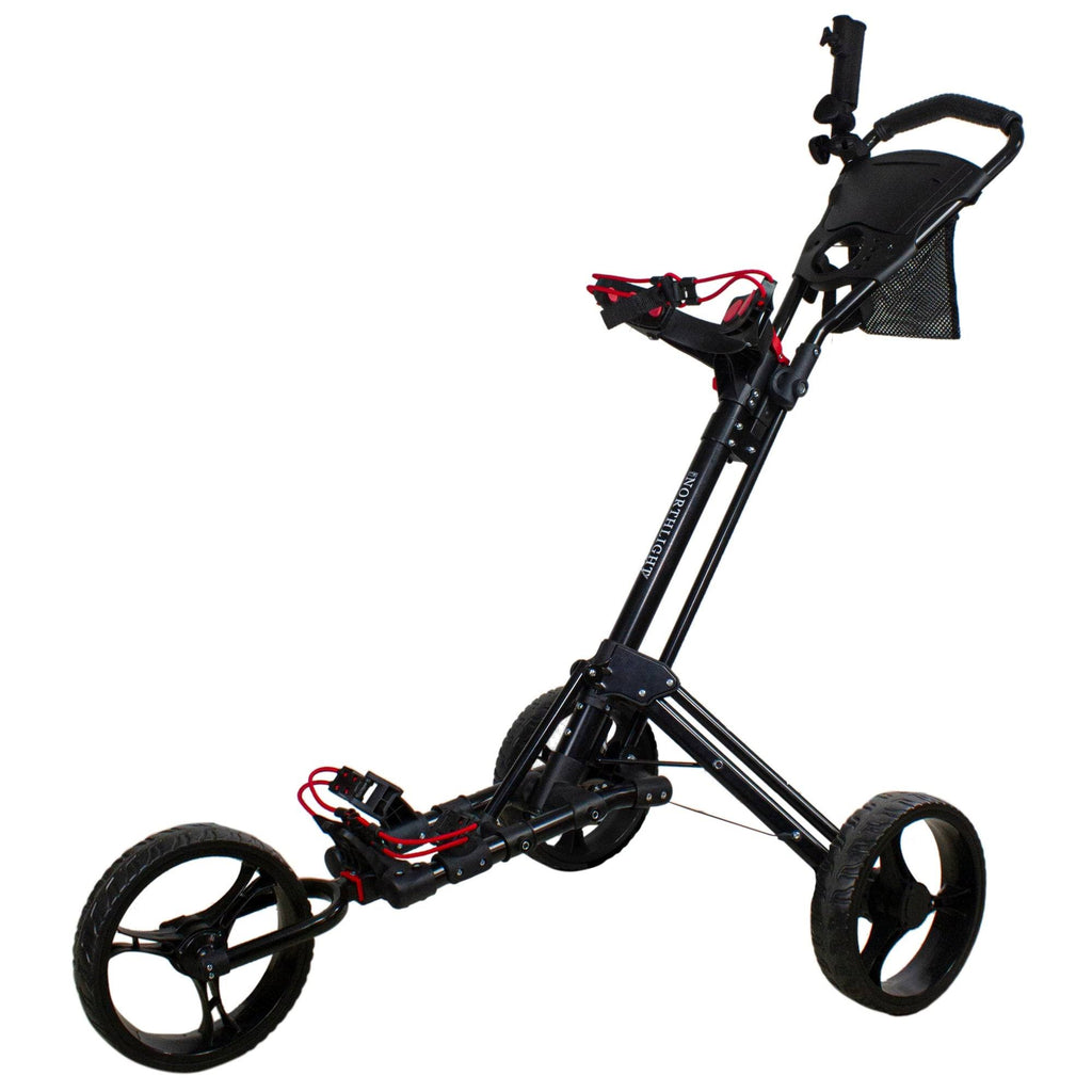 Black Easy Folding 3 Wheel Golf Bag Push Cart O8076