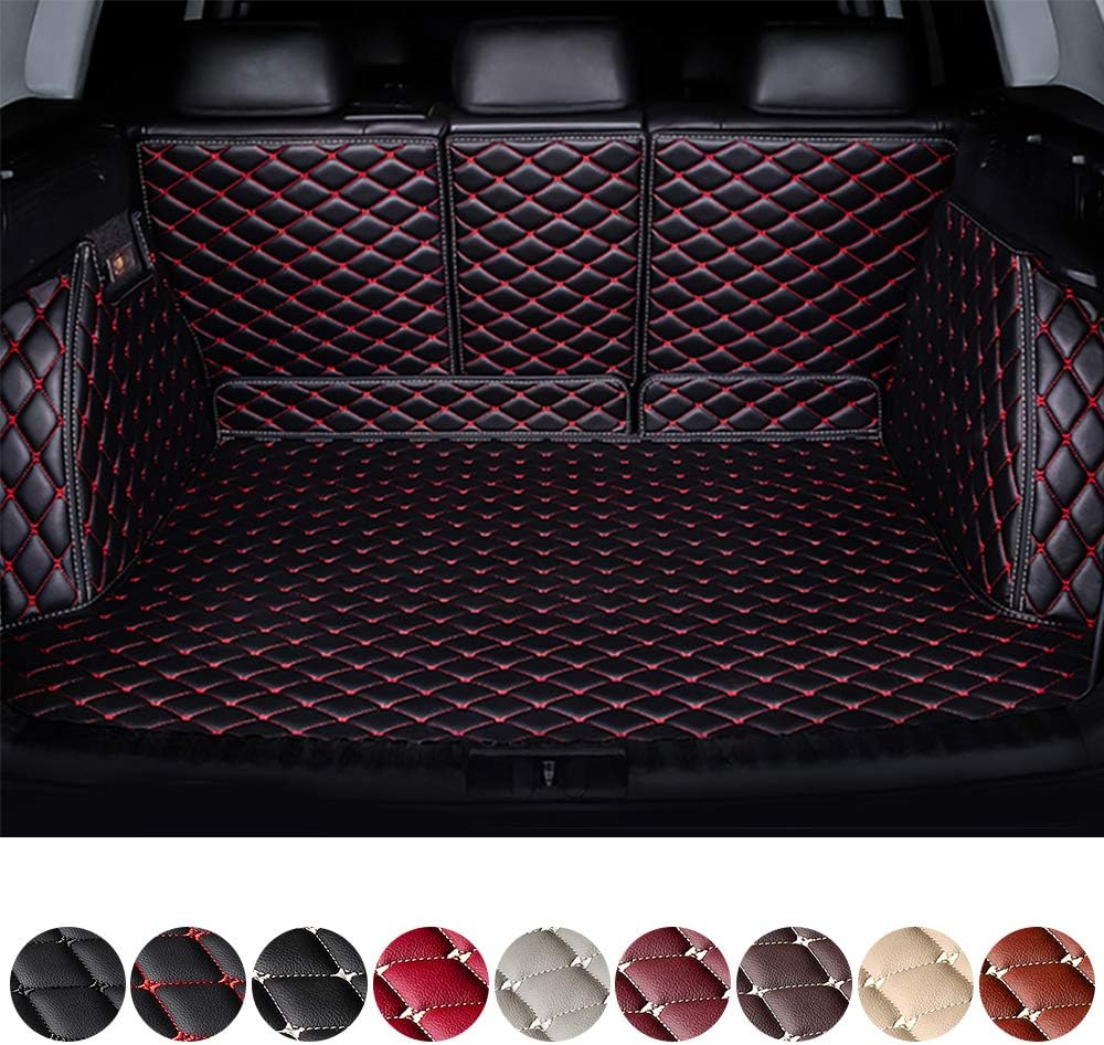 Black & Beige Waterproof Non-Slip Leather Trunk Mat Pack of 2 E841179