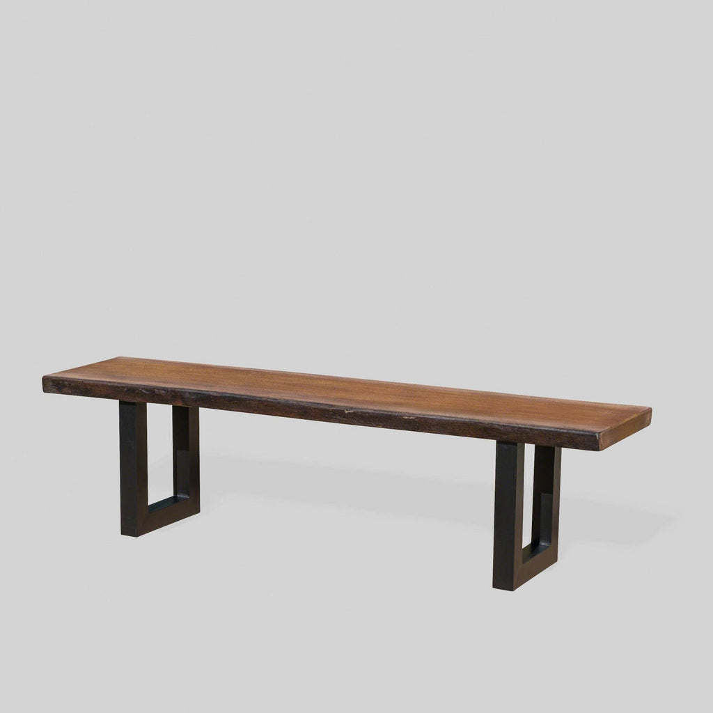 Teak Concrete Faux Live Edge Patio Dining Bench R907720