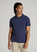 Slub Polo Shirt for Tall Men in Navy