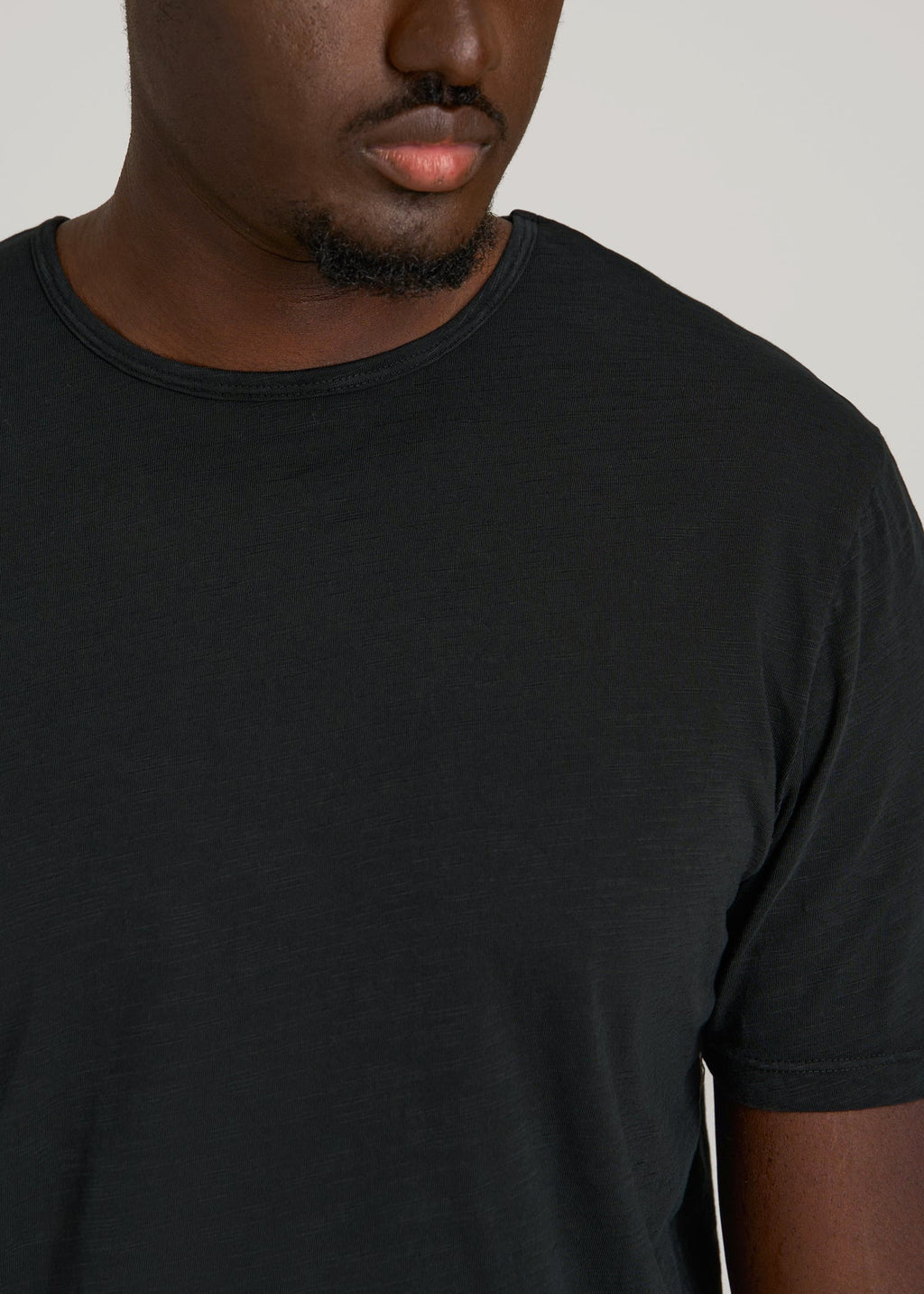 REGULAR-FIT Slub Tee for Tall Men in Black