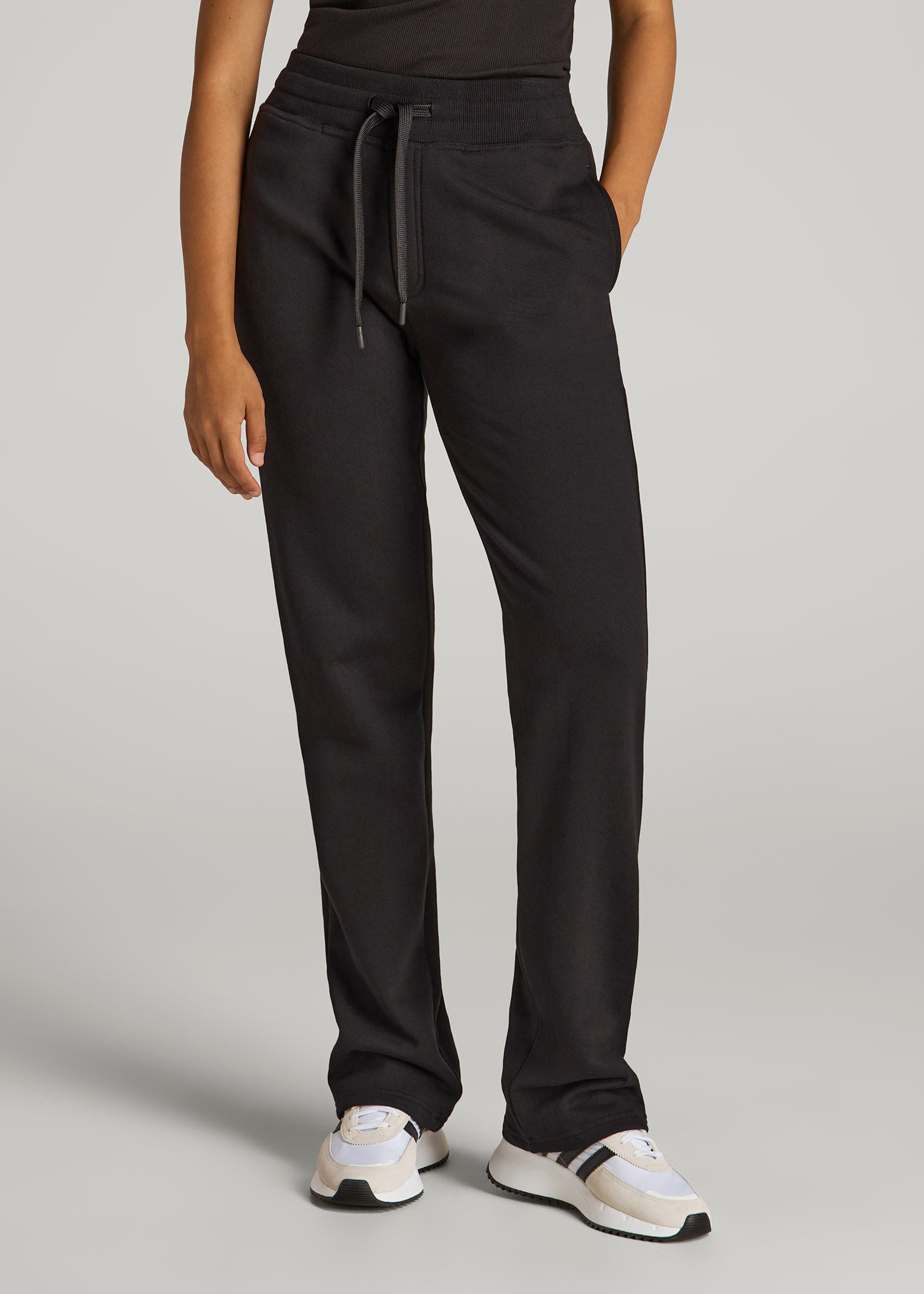 Wearever Fleece Open-Bottom Sweatpants for Tall Women in Black