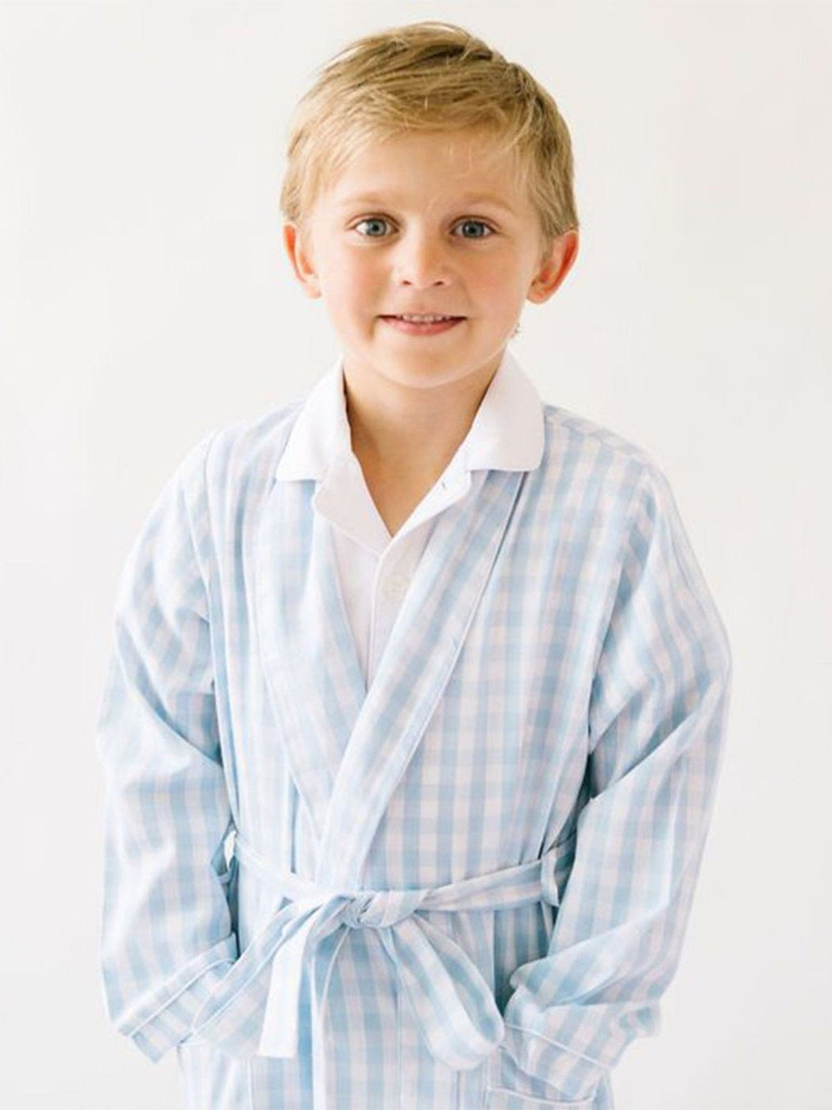 Light Blue Gingham Robe