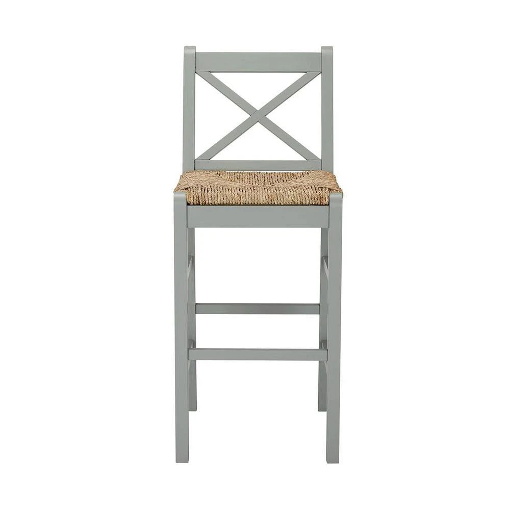 Willow Green Wood Bar Stool with Back and Rush Seat A700503