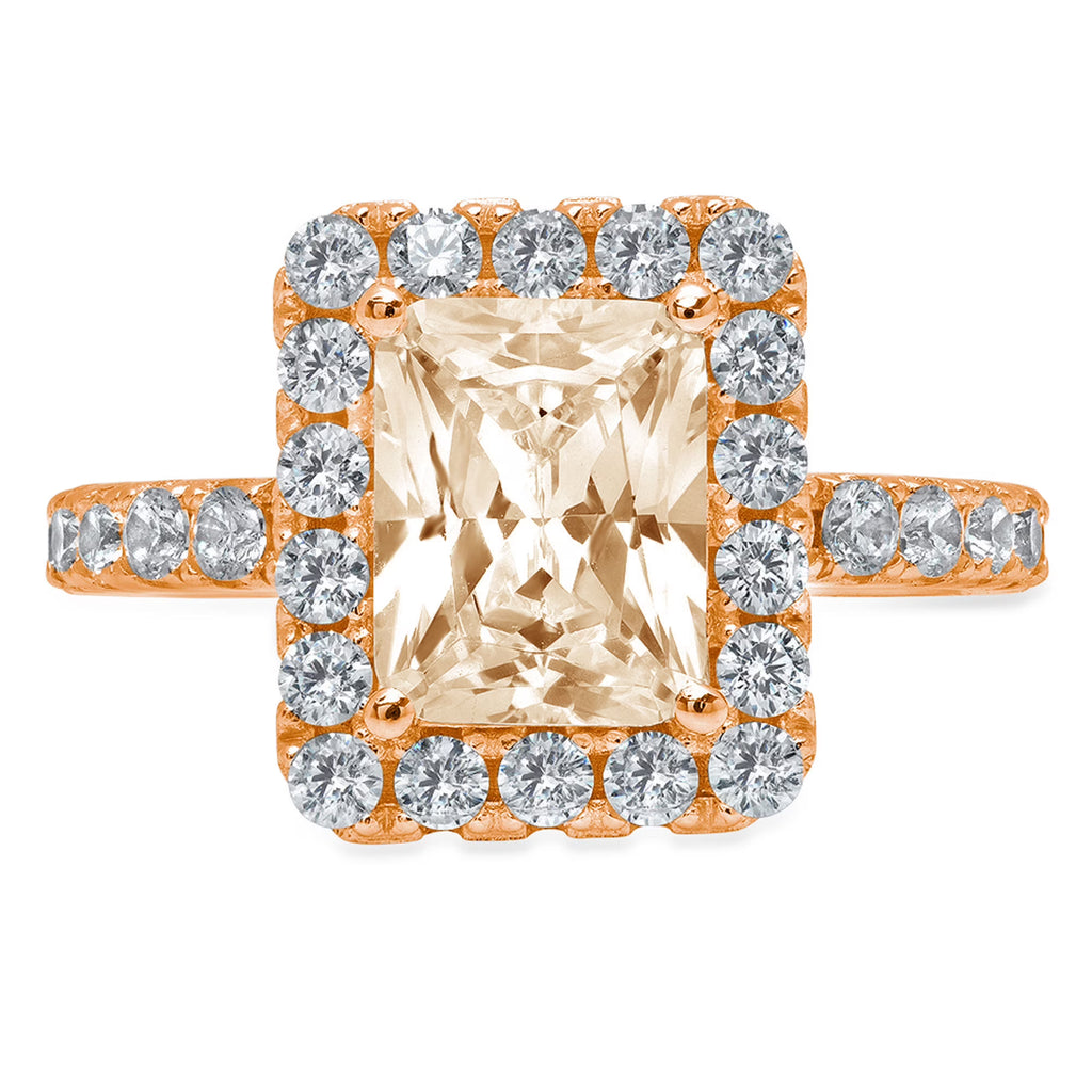 Emerald Cut Brown Morganite Halo Ring I251358